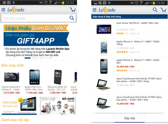 Lazada đầu tư 100 triệu USD và ra mắt ứng dụng mua sắm trên điện thoại ảnh 5 Lazada đầu tư 100 triệu USD và ra mắt ứng dụng mua sắm trên điện thoại ảnh 5