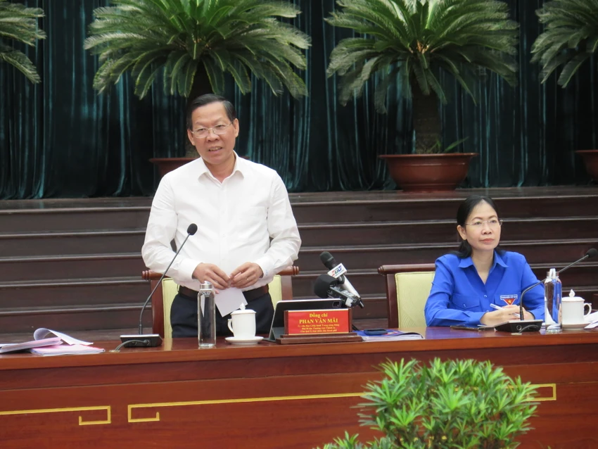 Chủ tịch UBND TP.HCM Phan Văn Mãi phát biểu tại chương trình. Ảnh: P.A