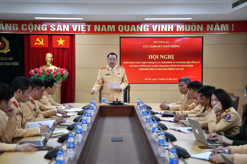 Thiếu tướng Nguyễn Văn Trung, Cục trưởng Cục CSGT chủ trì hội nghị. Ảnh CTV Thiếu tướng Nguyễn Văn Trung, Cục trưởng Cục CSGT chủ trì hội nghị. Ảnh CTV