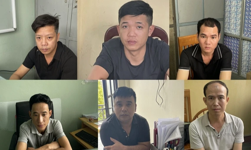 Các bị can tại cơ quan Công an. Ảnh: CA