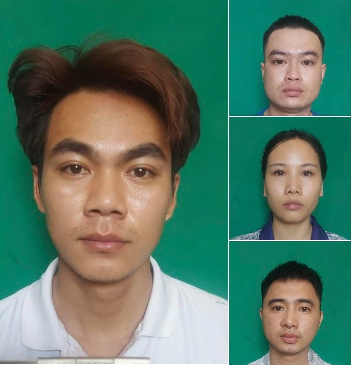 Chân dung nhóm bị can trong vụ việc. Ảnh CA Chân dung nhóm bị can trong vụ việc. Ảnh CA