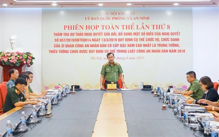 Chủ nhiệm Ủy ban Quốc phòng và An ninh Lê Tấn Tới phát biểu tại phiên họp. Ảnh: BCA Chủ nhiệm Ủy ban Quốc phòng và An ninh Lê Tấn Tới phát biểu tại phiên họp. Ảnh: BCA