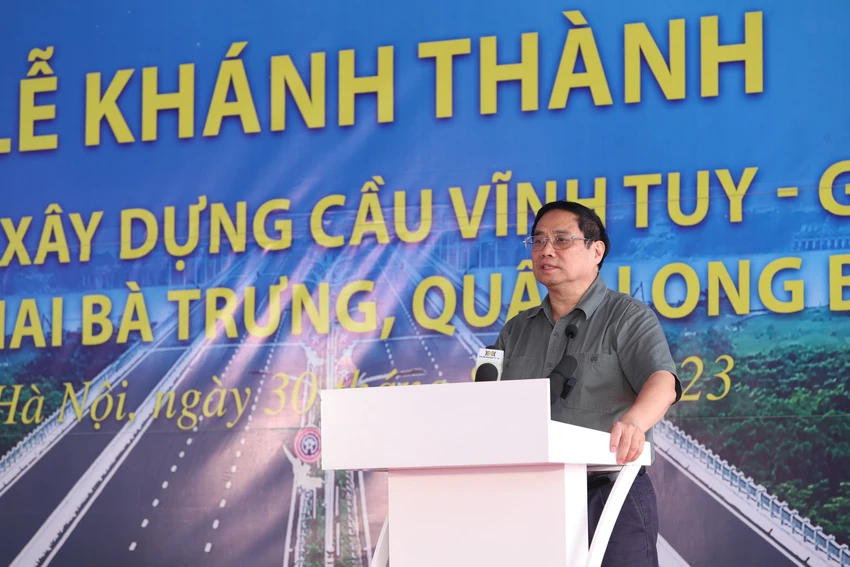 Thủ tướng Phạm Minh Chính phát biểu tại buổi lễ. Ảnh: Lê Khánh