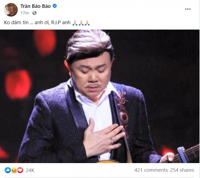 Nhiều nghệ sĩ chia buồn, tiếc thương danh hài Chí Tài ảnh 6 Nhiều nghệ sĩ chia buồn, tiếc thương danh hài Chí Tài ảnh 6