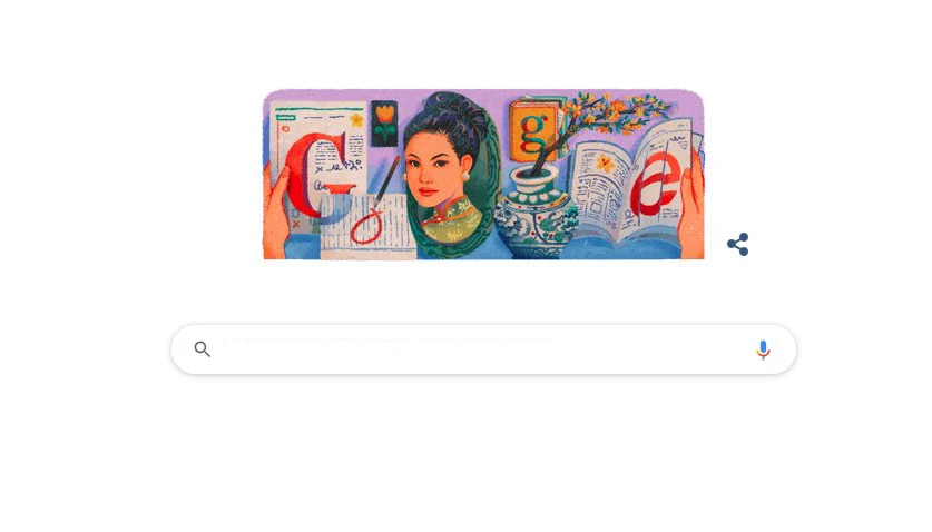 Hình ảnh được cho là của bà Sương Nguyệt Anh xuất hiện trên Google Doodle vào ngày 1-2. Ảnh: Chụp màn hình Hình ảnh được cho là của bà Sương Nguyệt Anh xuất hiện trên Google Doodle vào ngày 1-2. Ảnh: Chụp màn hình