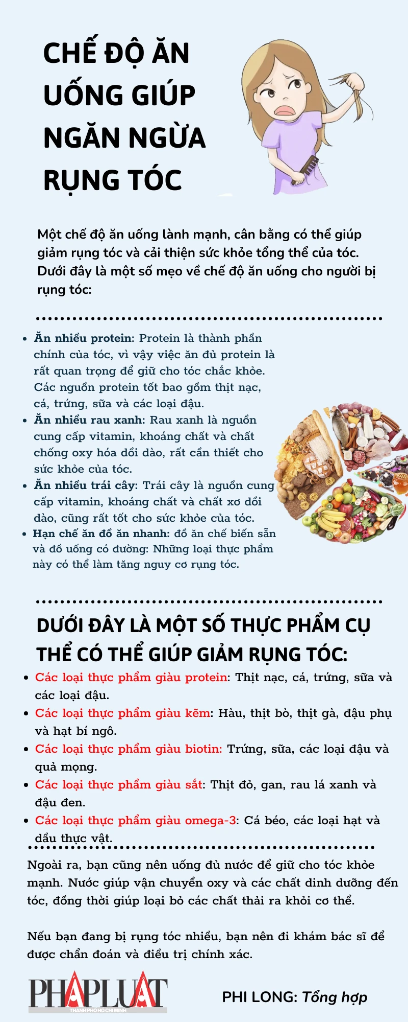 Chế độ ăn uống giúp ngừa rụng tóc