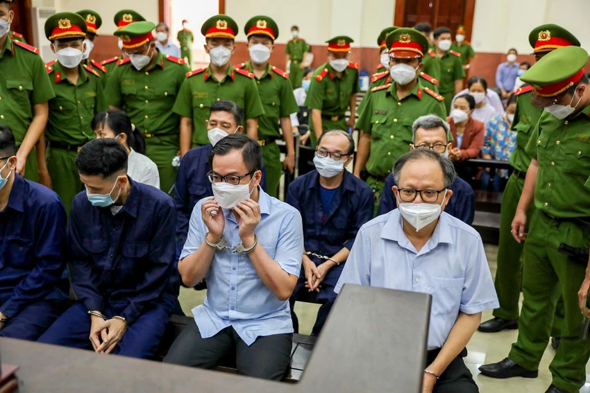 Các bị cáo tại phiên tòa. Các bị cáo tại phiên tòa.