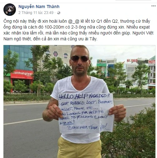 Ông Tây xin tiền gần Hội trường Thống Nhất bị bóc mẽ ảnh 2 Ông Tây xin tiền gần Hội trường Thống Nhất bị bóc mẽ ảnh 2