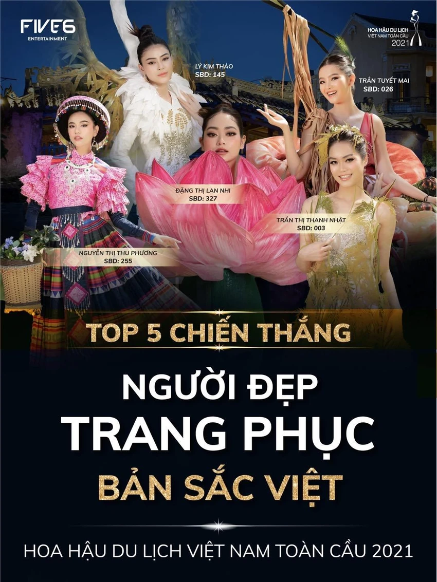 Top 5 chiến thắng trang phục bản sắc Việt. Ảnh: BTC Top 5 chiến thắng trang phục bản sắc Việt. Ảnh: BTC