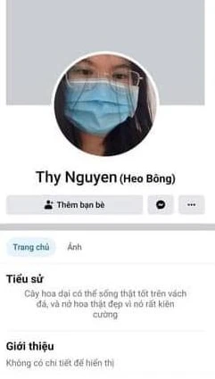 Trang Facebook được cho là của Thy. Ảnh chụp màn hình