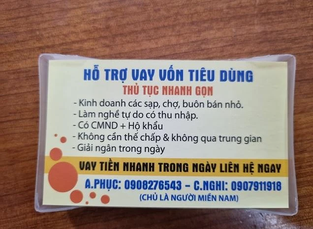 Quảng cáo cho vay của Tính. Ảnh: CA