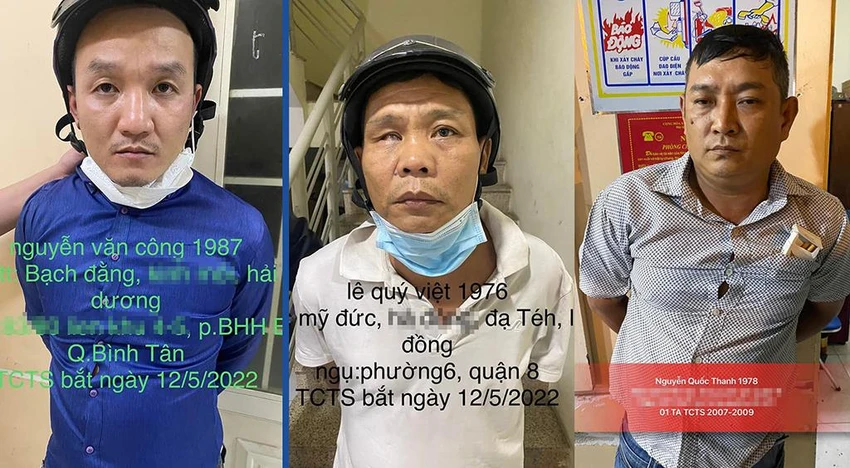 Nhóm trộm cắp bị công an quận tân Bình bắt. Ảnh: CA Nhóm trộm cắp bị công an quận tân Bình bắt. Ảnh: CA