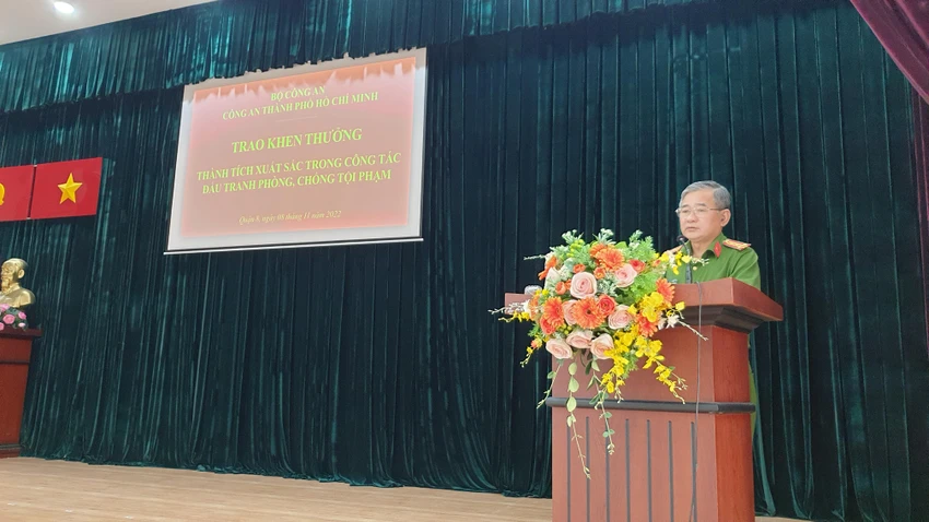 Trưởng Công an quận 8 cho biết việc phối hợp giữa các đơn vị tham gia phá án rất nhịp nhàng, hiệu quả cao. Ảnh: NT