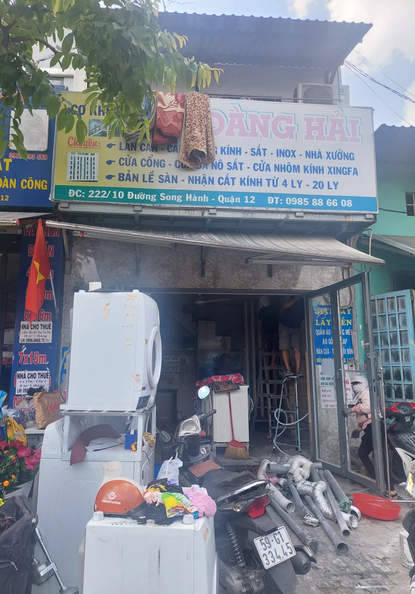 Căn nhà nơi xuất phát đám cháy. Ảnh: PC07 Căn nhà nơi xuất phát đám cháy. Ảnh: PC07