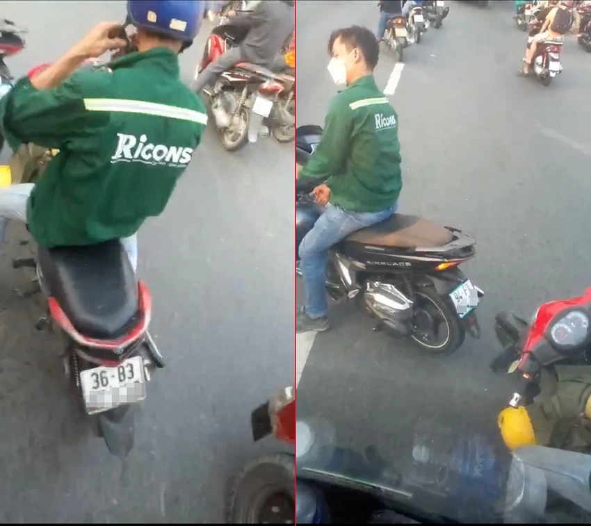 Hai nam thanh niên chặn xe khách, đập phá kính chắn gió trên Quốc lộ 1. Ảnh: NDCC
