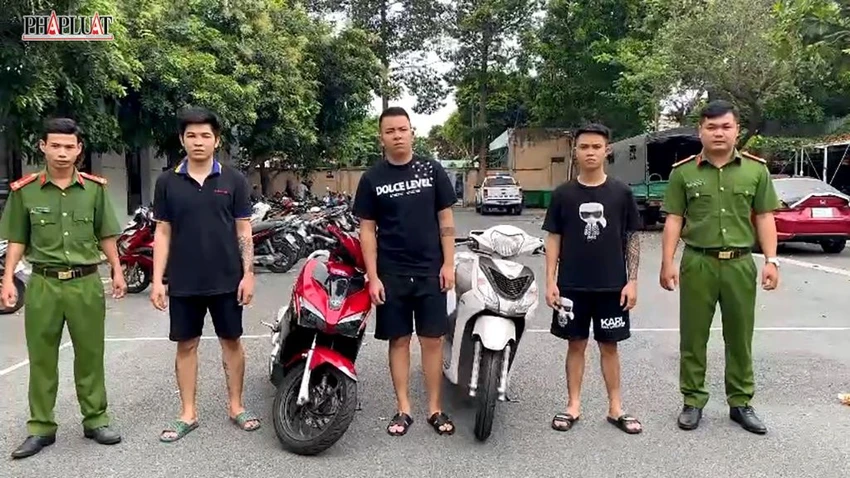 Công an hiện xử lý Quân, Du và Sơn về các hành vi cố ý làm hư hỏng tài sản, cưỡng đoạt tài sản và cho vay lãi nặng. Ảnh: CA Công an hiện xử lý Quân, Du và Sơn về các hành vi cố ý làm hư hỏng tài sản, cưỡng đoạt tài sản và cho vay lãi nặng. Ảnh: CA