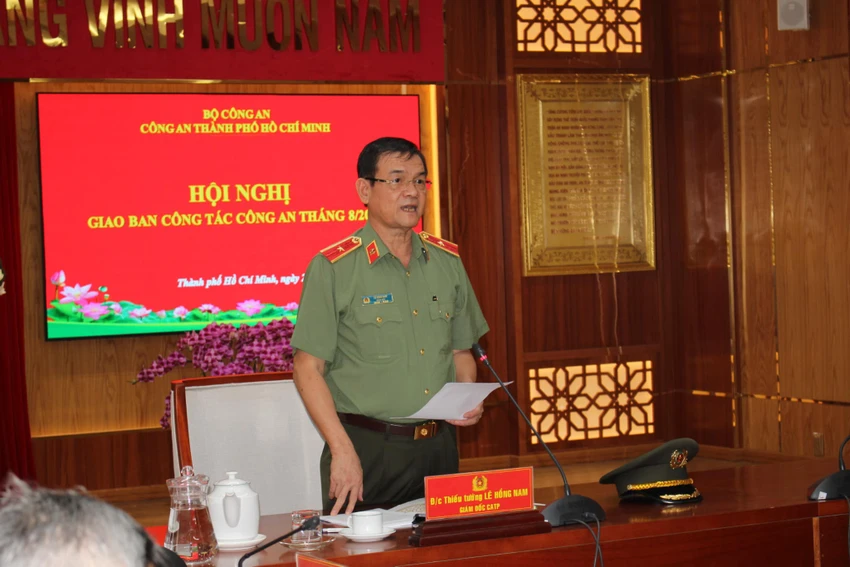 Hội nghị được tổ chức dưới sự chủ trì của Thiếu tướng Lê Hồng Nam, Giám đốc Công an TP.HCM. Ảnh: CA Hội nghị được tổ chức dưới sự chủ trì của Thiếu tướng Lê Hồng Nam, Giám đốc Công an TP.HCM. Ảnh: CA