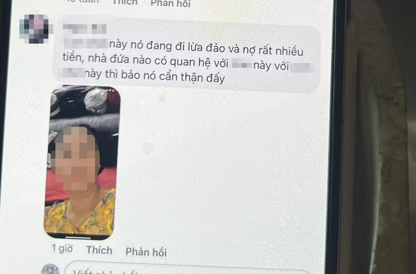 Một số người còn đăng tải hình ảnh của chị S lên mạng kèm các từ ngữ tục tĩu. Ảnh: GĐCC Một số người còn đăng tải hình ảnh của chị S lên mạng kèm các từ ngữ tục tĩu. Ảnh: GĐCC