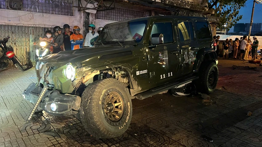 Chiếc xe Jeep gây tai nạn tông chết 2 mẹ con. Ảnh: HT