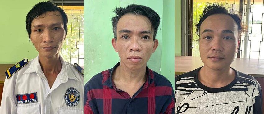 Sơn, Phương, Thanh tại cơ quan công an. Ảnh: CA Sơn, Phương, Thanh tại cơ quan công an. Ảnh: CA