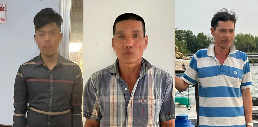 Ba người bị CSGT đường thủy bắt giữ.