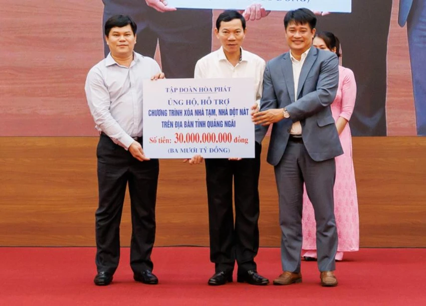 Tập đoàn Hòa Phát ủng hộ 30 tỷ đồng cùng Quảng Ngãi xóa nhà tạm, nhà dột nát