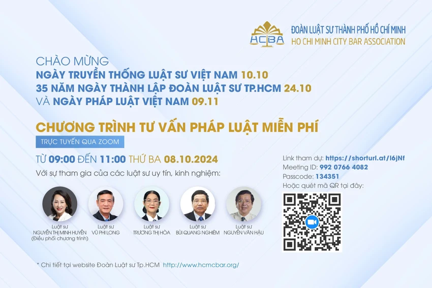 Đoàn Luật sư TP.HCM tổ chức 3 hoạt động nhân ngày truyền thống Luật sư Việt Nam.