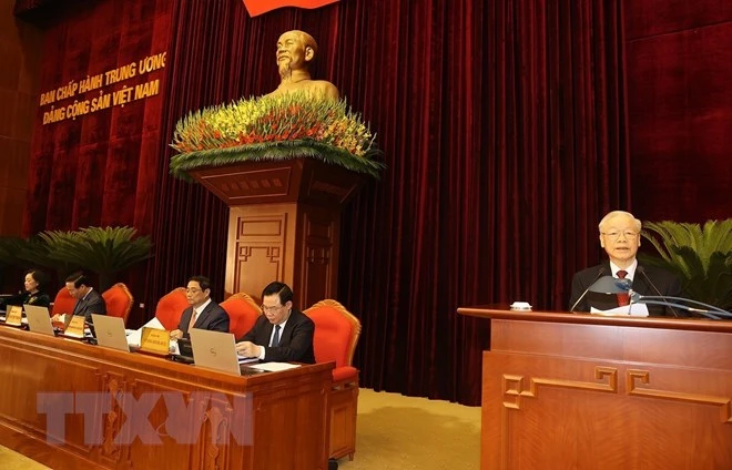 Tổng Bí thư Nguyễn Phú Trọng phát biểu khai mạc Hội nghị Trung ương 7. Ảnh: TTXVN. Tổng Bí thư Nguyễn Phú Trọng phát biểu khai mạc Hội nghị Trung ương 7. Ảnh: TTXVN.