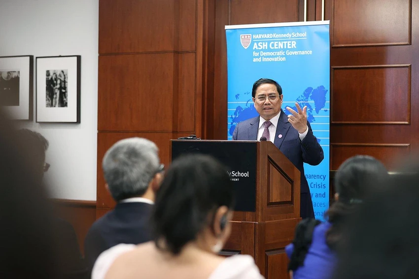 Thủ tướng Phạm Minh Chính: "Việc tôi có mặt ở đây cũng thể hiện tư tưởng độc lập, tự chủ cho hai dân tộc; thể hiện tầm nhìn, mối quan hệ giữa hai nước chúng ta...". Ảnh: VGP