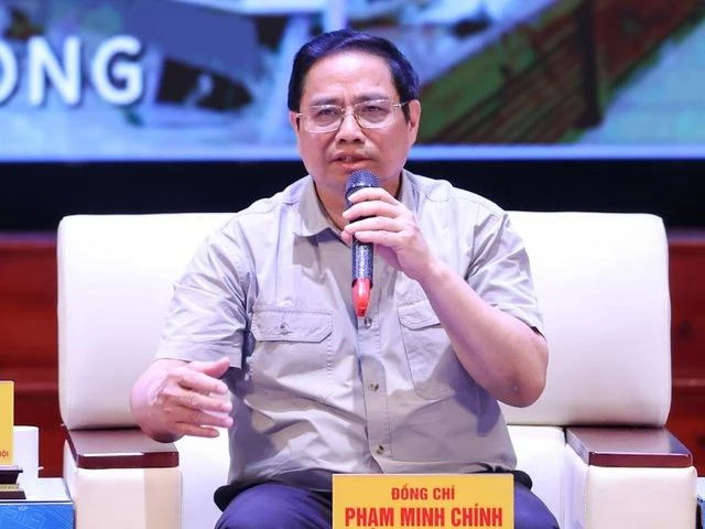Thủ tướng Phạm Minh Chính phát biểu tại buổi đối thoại với công nhân. Ảnh: VGP Thủ tướng Phạm Minh Chính phát biểu tại buổi đối thoại với công nhân. Ảnh: VGP
