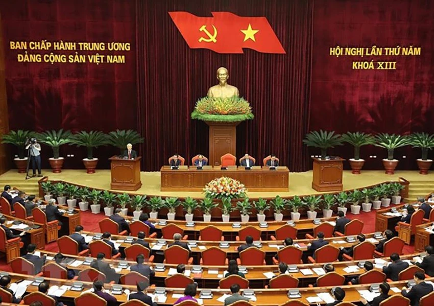 Quang cảnh Hội nghị lần 5 Ban Chấp hành Trung ương Đảng khoá XIII được khai mạc ngày 4-5. Ảnh: TTXVN Quang cảnh Hội nghị lần 5 Ban Chấp hành Trung ương Đảng khoá XIII được khai mạc ngày 4-5. Ảnh: TTXVN