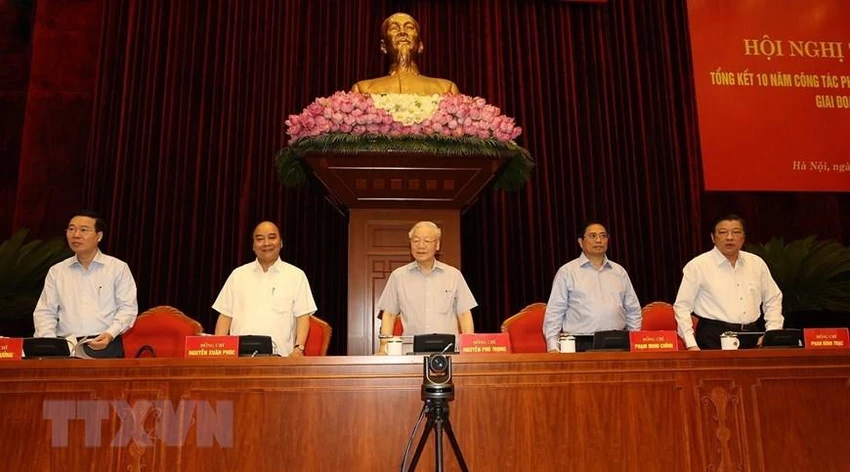 Tổng Bí thư Nguyễn Phú Trọng và các lãnh đạo Đảng, Nhà nước chủ trì hội nghị. Ảnh: TTXVN Tổng Bí thư Nguyễn Phú Trọng và các lãnh đạo Đảng, Nhà nước chủ trì hội nghị. Ảnh: TTXVN