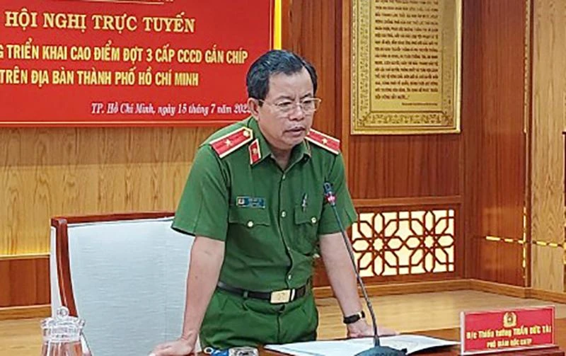 Thiếu tướng Trần Đức Tài, Phó Giám đốc Công an TP.HCM phát biểu tại hội nghị. Ảnh: CATP Thiếu tướng Trần Đức Tài, Phó Giám đốc Công an TP.HCM phát biểu tại hội nghị. Ảnh: CATP