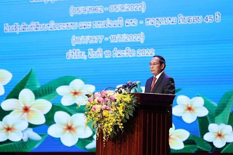 Ông Bounthong Chitmany, Ủy viên Bộ Chính trị, Thường trực Ban Bí thư Trung ương Đảng Nhân dân cách mạng Lào, Phó Chủ tịch nước Cộng hòa dân chủ Nhân dân Lào. Ảnh: VGP Ông Bounthong Chitmany, Ủy viên Bộ Chính trị, Thường trực Ban Bí thư Trung ương Đảng Nhân dân cách mạng Lào, Phó Chủ tịch nước Cộng hòa dân chủ Nhân dân Lào. Ảnh: VGP