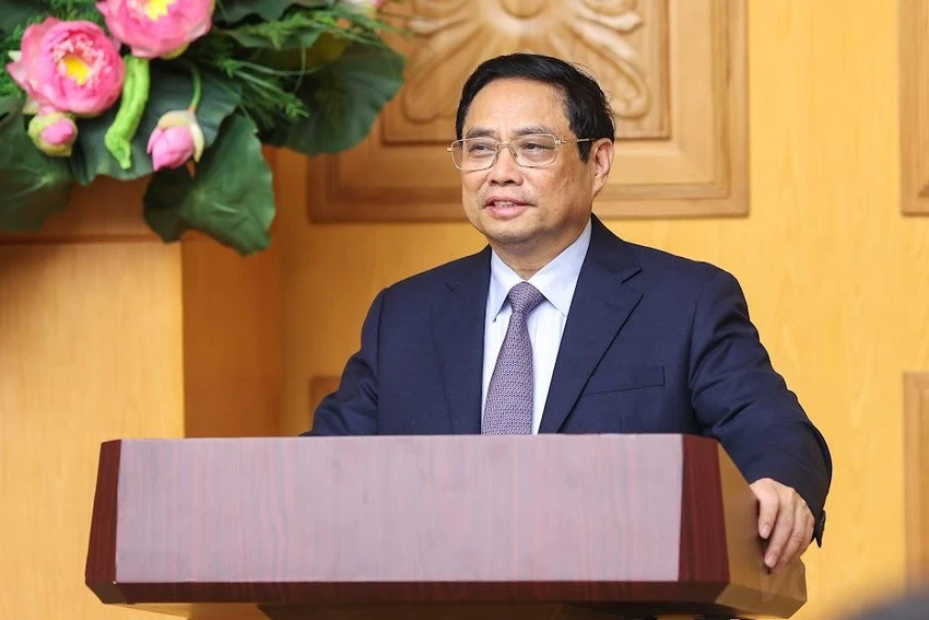 Thủ tướng Phạm Minh Chính phát biểu tại buổi đối thoại. Ảnh: VGP Thủ tướng Phạm Minh Chính phát biểu tại buổi đối thoại. Ảnh: VGP