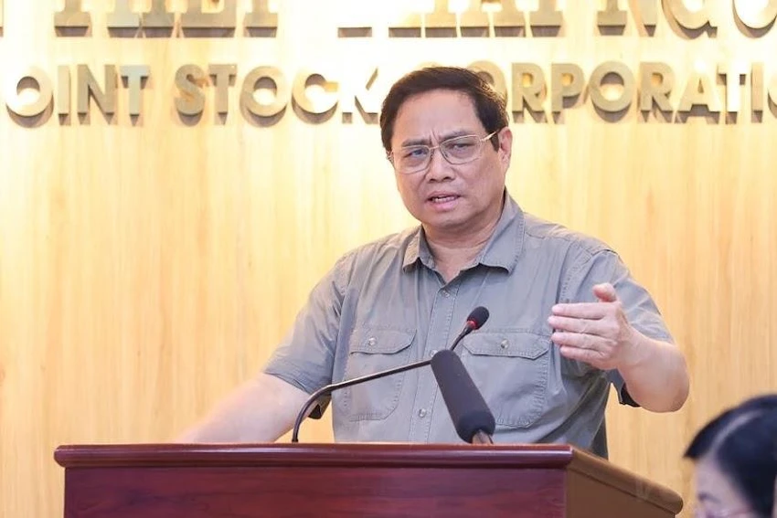 Thủ tướng Phạm Minh Chính phát biểu tại buổi làm việc. Ảnh: VGP
