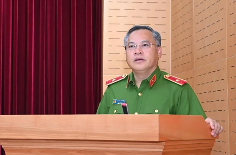 Thiếu tướng Nguyễn Văn Long, Thứ trưởng Bộ Công an phát biểu tại hội nghị. Ảnh: BCA
