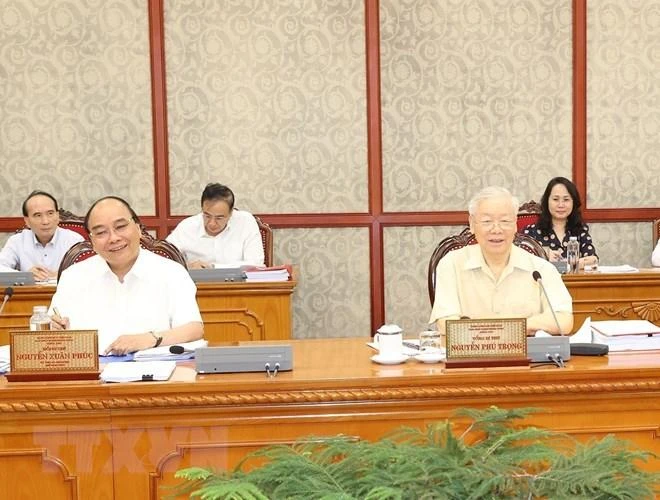 Tổng Bí thư Nguyễn Phú Trọng và Chủ tịch nước Nguyễn Xuân Phúc tại cuộc họp. Ảnh: TTXVN Tổng Bí thư Nguyễn Phú Trọng và Chủ tịch nước Nguyễn Xuân Phúc tại cuộc họp. Ảnh: TTXVN