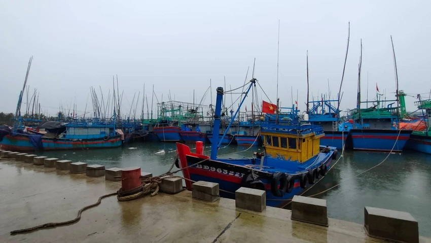 Tàu cá của ngư dân đã về nơi trú tránh. Ảnh: LK Tàu cá của ngư dân đã về nơi trú tránh. Ảnh: LK