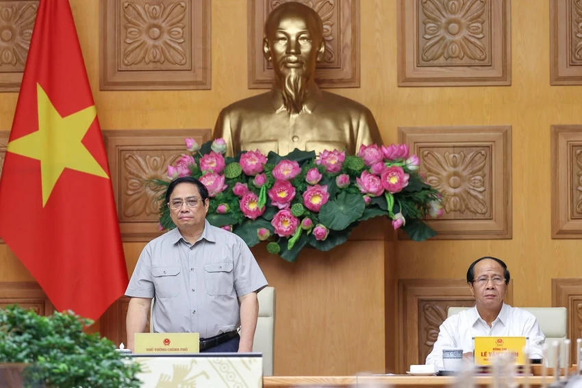 Thủ tướng Chính phủ Phạm Minh Chính phát biểu tại cuộc họp khẩn ứng phó với bão số 4. Ảnh: VGP Thủ tướng Chính phủ Phạm Minh Chính phát biểu tại cuộc họp khẩn ứng phó với bão số 4. Ảnh: VGP