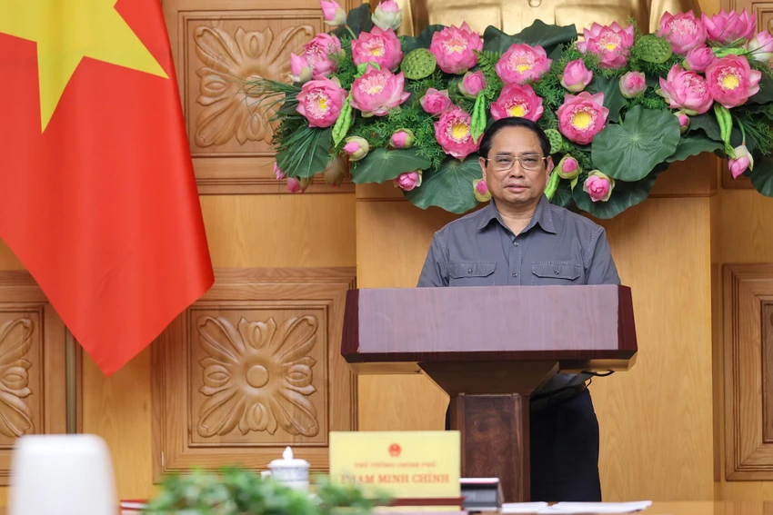 Thủ tướng Phạm Minh Chính chủ trì họp trực tuyến với tám tỉnh, TP chịu ảnh hưởng của bão số 4, trưa 28-9. Ảnh: VGP Thủ tướng Phạm Minh Chính chủ trì họp trực tuyến với tám tỉnh, TP chịu ảnh hưởng của bão số 4, trưa 28-9. Ảnh: VGP