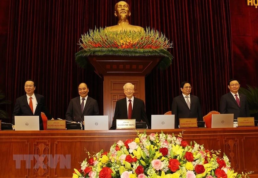 Tổng bí thư Nguyễn Phú Trọng cùng các lãnh đạo Đảng, Nhà nước dự khai mạc hội nghị. Ảnh: TTXVN Tổng bí thư Nguyễn Phú Trọng cùng các lãnh đạo Đảng, Nhà nước dự khai mạc hội nghị. Ảnh: TTXVN