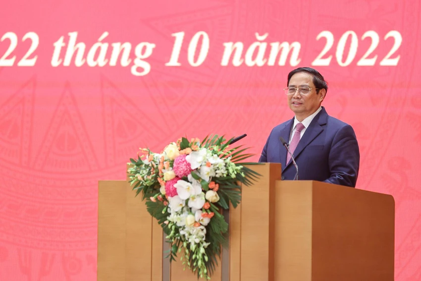 Thủ tướng Phạm Minh Chính phát biểu tại buổi lễ trao quyết định bổ nhiệm. Ảnh: VGP Thủ tướng Phạm Minh Chính phát biểu tại buổi lễ trao quyết định bổ nhiệm. Ảnh: VGP