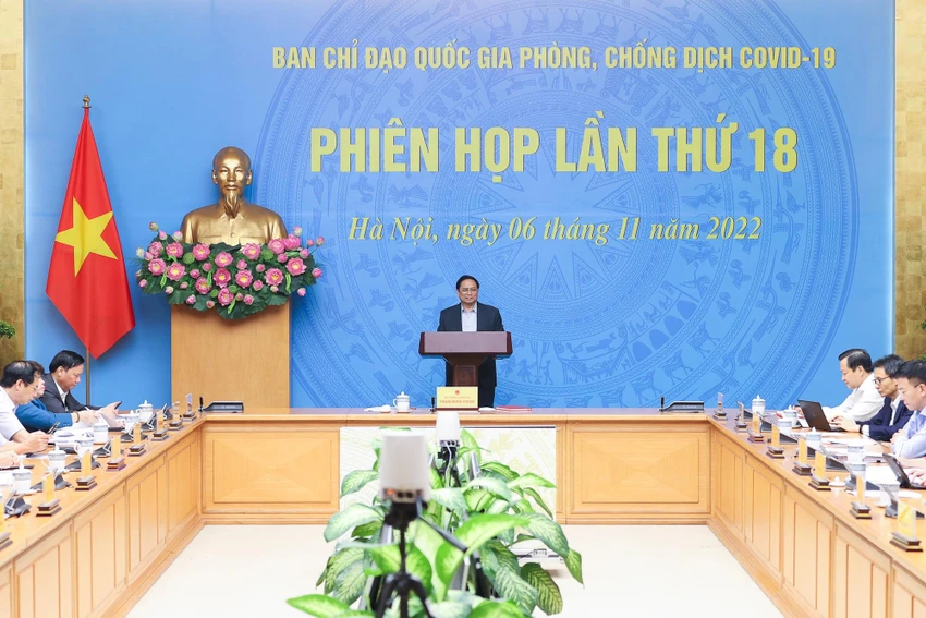 Thủ tướng Phạm Minh Chính, Trưởng Ban Chỉ đạo Quốc gia phòng, chống dịch COVID-19 chủ trì phiên họp thứ 18 của Ban Chỉ đạo. Ảnh: VGP Thủ tướng Phạm Minh Chính, Trưởng Ban Chỉ đạo Quốc gia phòng, chống dịch COVID-19 chủ trì phiên họp thứ 18 của Ban Chỉ đạo. Ảnh: VGP