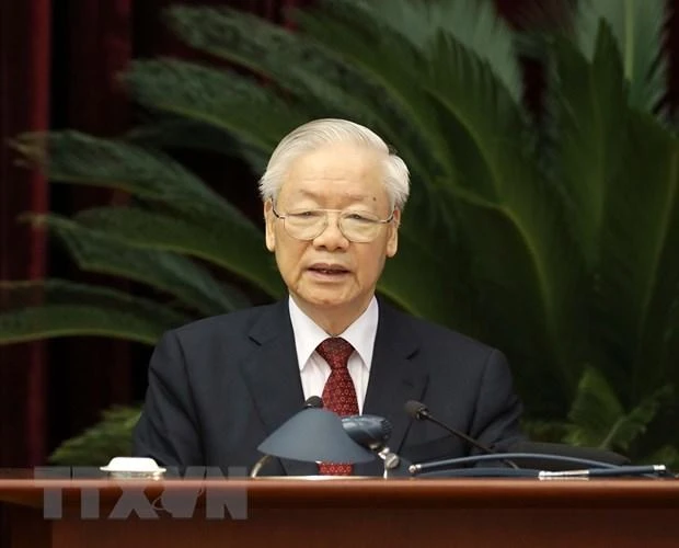 Tổng Bí thư Nguyễn Phú Trọng phát biểu chỉ đạo hội nghị. Ảnh: TTXVN bo-chinh-tri-trien-khai-nghi-quyet-30