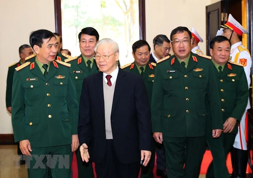 Tổng Bí thư Nguyễn Phú Trọng đến dự hội nghị. Ảnh: TTXVN Tổng Bí thư Nguyễn Phú Trọng đến dự hội nghị. Ảnh: TTXVN