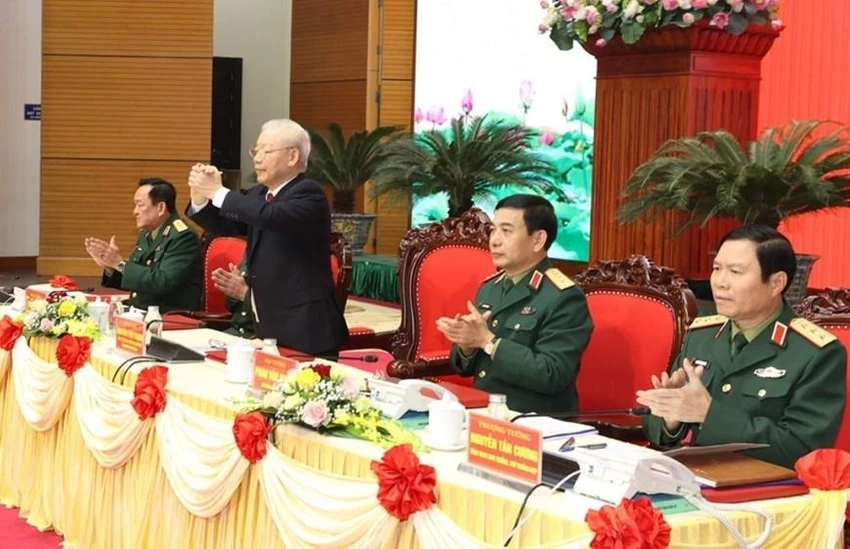 Tổng Bí thư Nguyễn Phú Trọng đến dự Hội nghị Quân chính toàn quân năm 2022. Ảnh: TTXVN Tổng Bí thư Nguyễn Phú Trọng đến dự Hội nghị Quân chính toàn quân năm 2022. Ảnh: TTXVN
