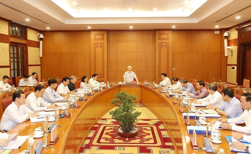 Sáng 18/11, tại Trụ sở Trung ương Đảng, Thường trực Ban Chỉ đạo Trung ương về phòng, chống tham nhũng, tiêu cực tổ chức cuộc họp dưới sự chủ trì của Tổng Bí thư Nguyễn Phú Trọng, Trưởng Ban Chỉ đạo. Ảnh: TTXVN