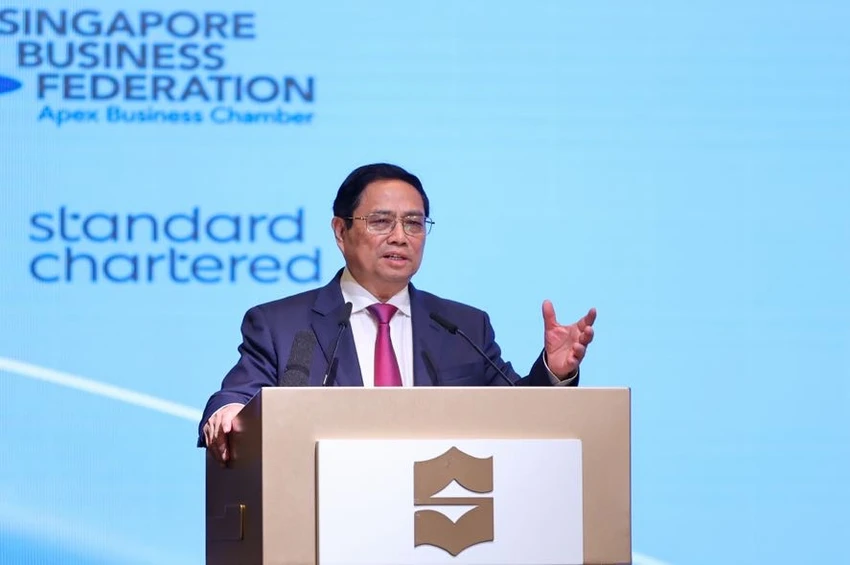 Thủ tướng Phạm Minh Chính đánh giá trong 50 năm qua, quan hệ hai bên đã "đi từ nhỏ đến lớn, thấp đến cao, đơn giản đến phức tạp, từ con số 0 lên con số lớn". Ảnh: VGP Thủ tướng Phạm Minh Chính đánh giá trong 50 năm qua, quan hệ hai bên đã "đi từ nhỏ đến lớn, thấp đến cao, đơn giản đến phức tạp, từ con số 0 lên con số lớn". Ảnh: VGP