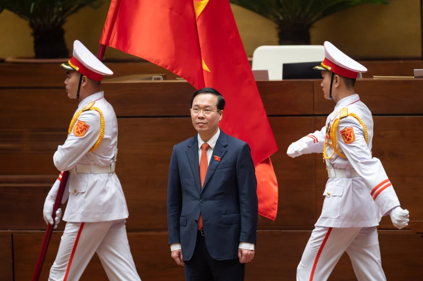 Tân Chủ tịch nước Võ Văn Thưởng tuyên thệ nhậm chức. Ảnh: PHẠM THẮNG Tân Chủ tịch nước Võ Văn Thưởng tuyên thệ nhậm chức. Ảnh: PHẠM THẮNG
